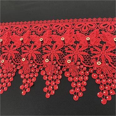 3D na may gemstone Polyester lace