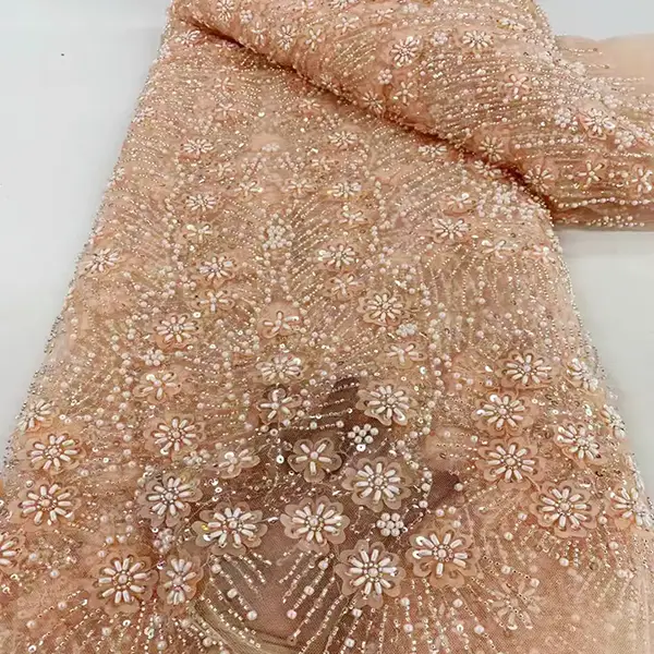 Luxury Heavy Made Embroidery Tulle Beads Lace Mesh Beaded Tela