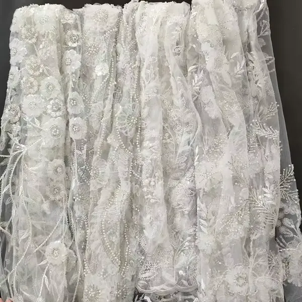 New Arrival Velvet Laser Cut Flower Pattern Lace Fabric