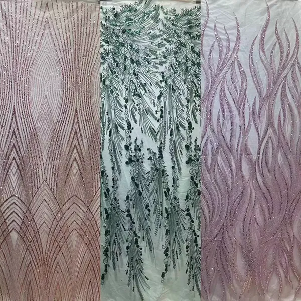 Wholesale Embroidery Birds And Flowers Pattern Chemical Lace Embroidery Tulle Fabric