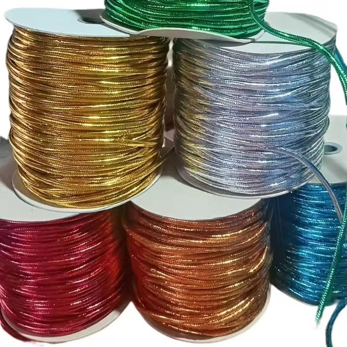 5mm makulay na metallic polyester lubid alahas thread metal cords lubid