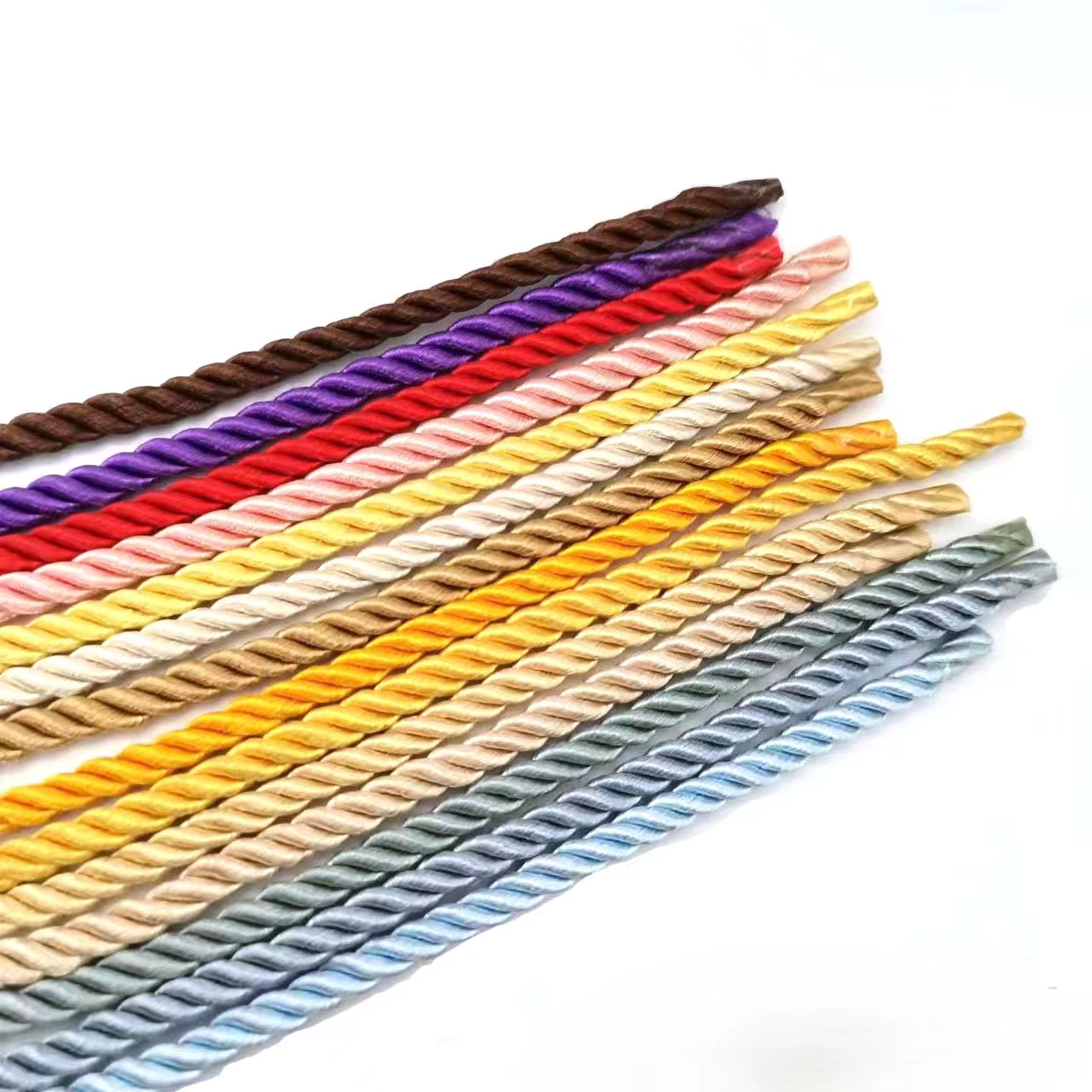 Solid Color 7mm Strands Colored Silk Rope Decoration Silk Rope