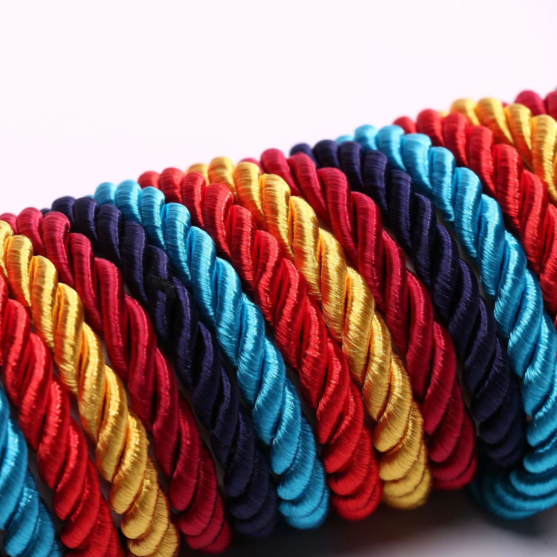 Solid Color 7mm Strands Colored Silk Rope Decoration Silk Rope
