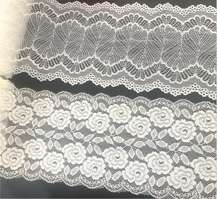 Mainit na Pagbebenta Fancy Nylon Spandex Lace Stretch Lace Trim Elastic Lace Para sa Underwear at Lingerie