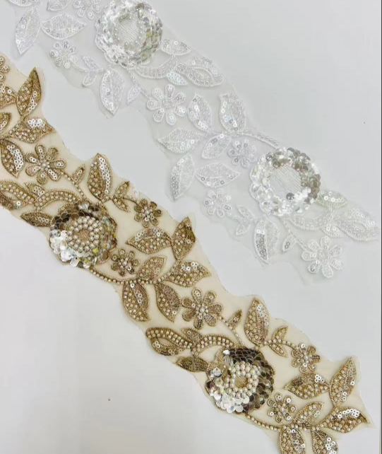 Bagong Pagdating pandekorasyon na damit Pananahi Magagandang Braided Sequined Pearl Beaded Lace Trims