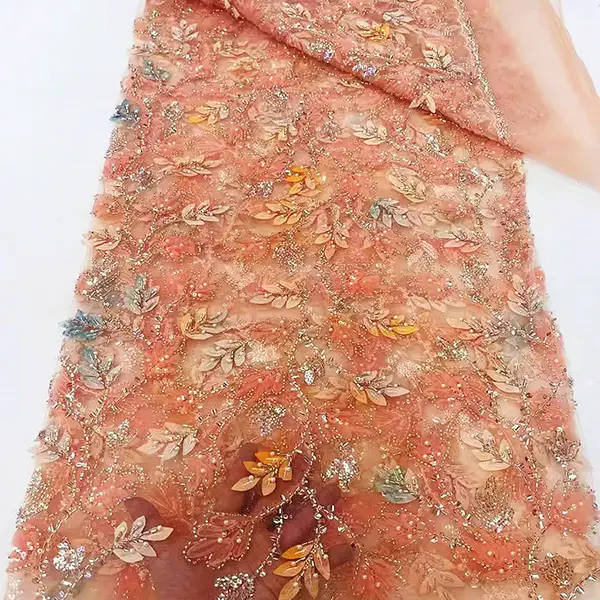 Luxury 3D Embroidery Sequin Lace Fabric Liturgical Lace Fabric
