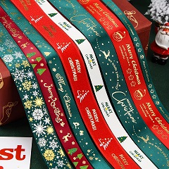 Satin Ribbon Laces Ribbon Para sa Dekorasyon ng Pasko Pasadyang nakalimbag na Satin Christmas Ribbon