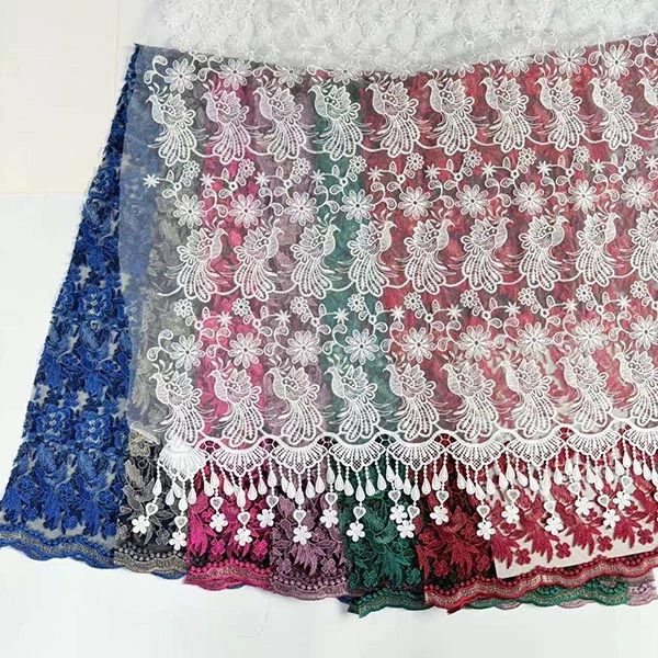 Pakyawan magandang 3d bulaklak beaded murang tela ng pagbuburda tela Swiss voile lace trim 2021