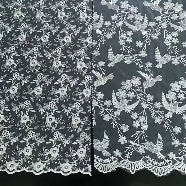 Tulle na tela ng pagbuburda ng tela